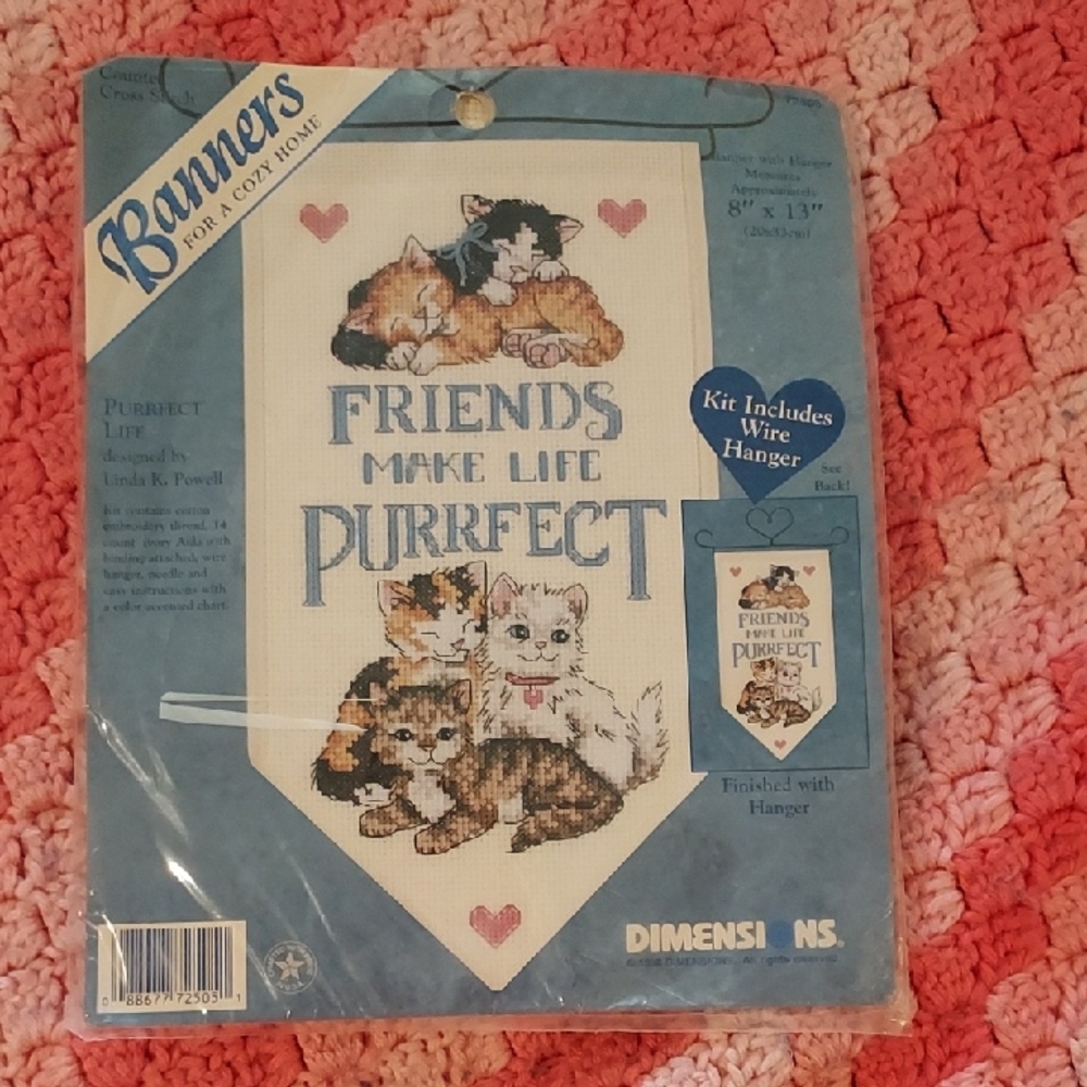 Dimensions 'Friends Make Life Purrfect' Banner Kit - Blue and Pink